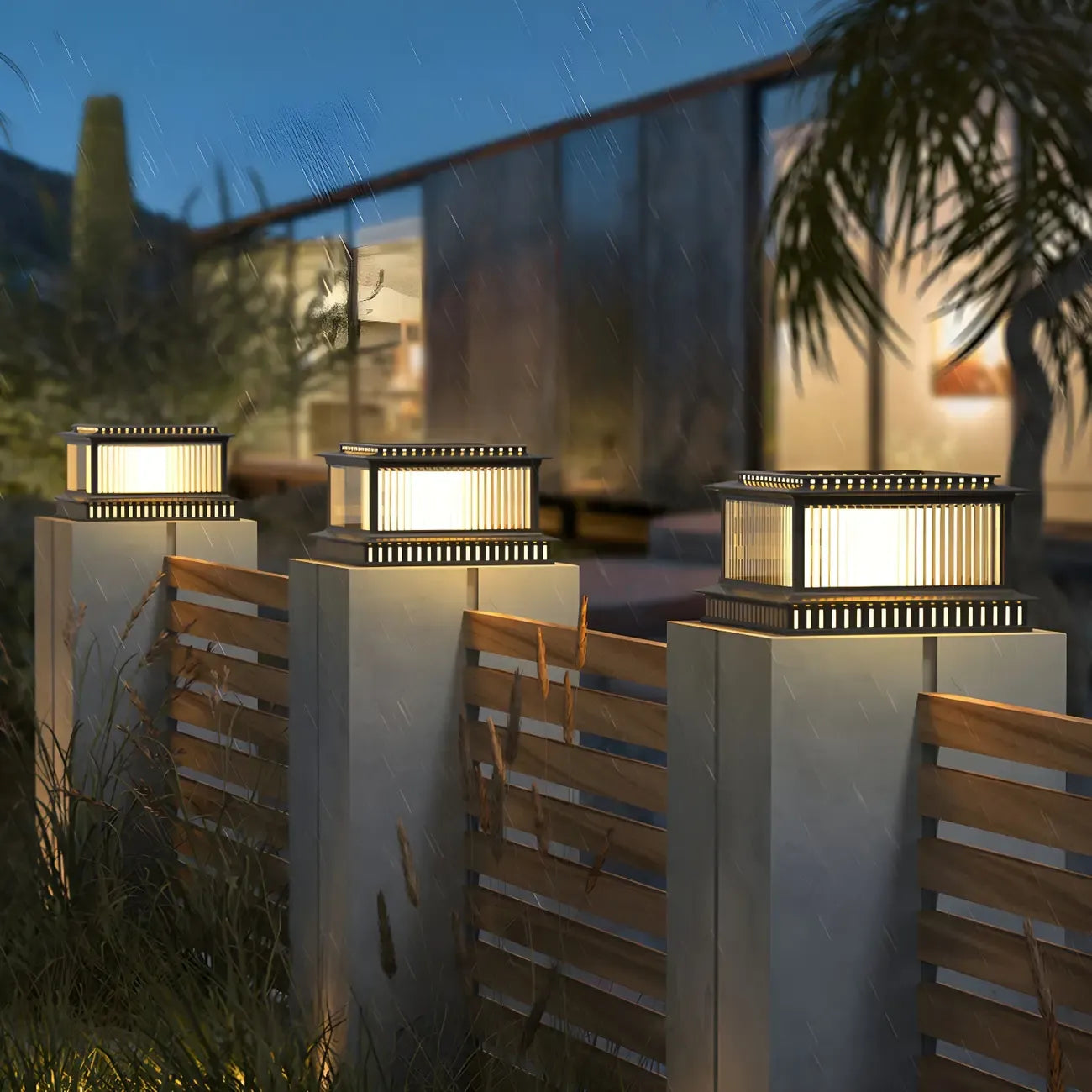 Lampadaires solaires extérieurs en métal noir creux
