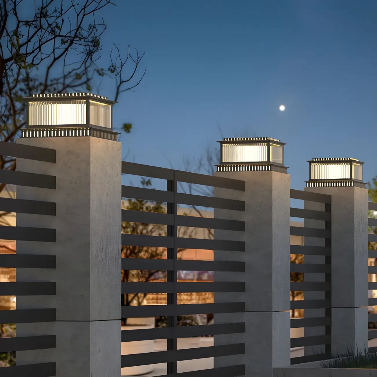 Lampadaires solaires extérieurs en métal noir creux