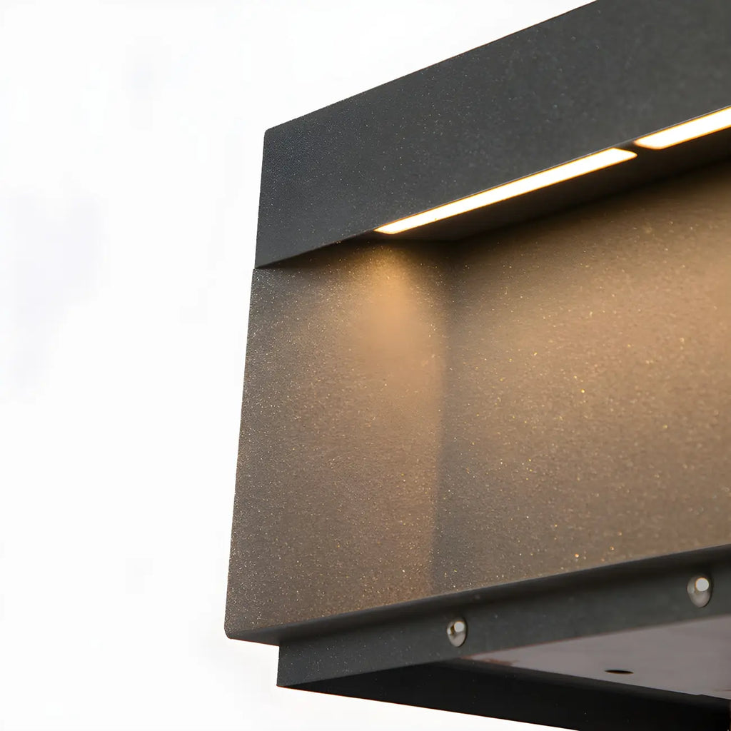 Lampes solaires carrées noires à lumière chaude pour poteaux extérieurs