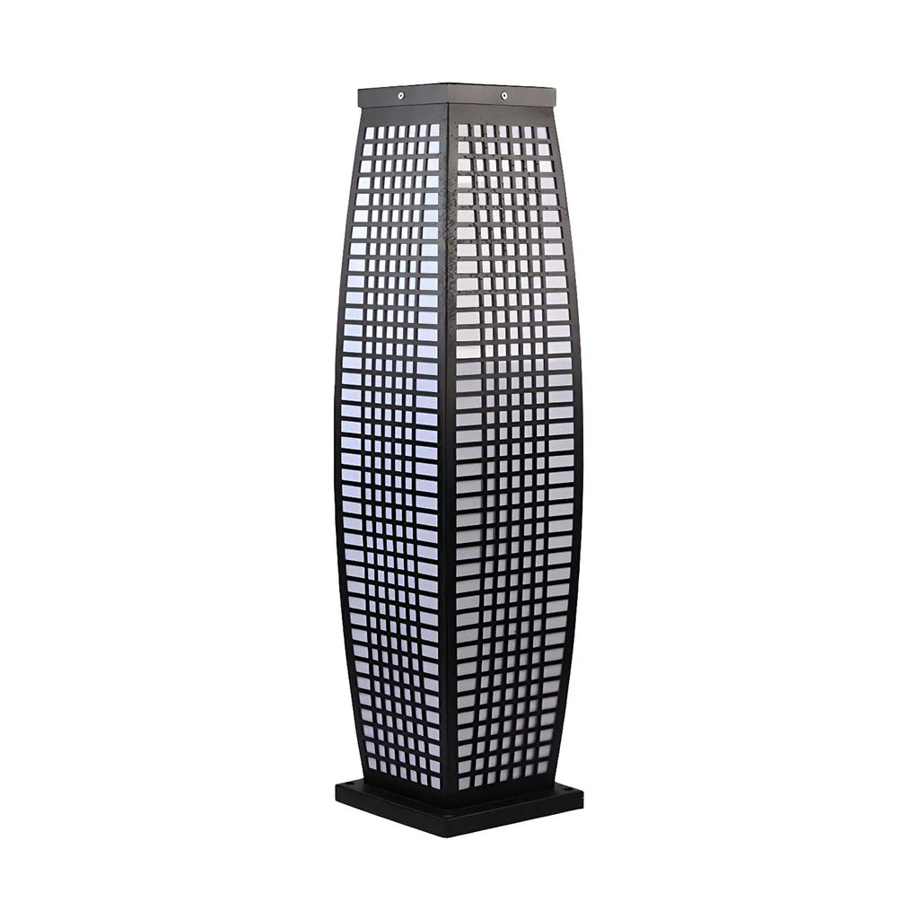 Lampe pour poteau vertical à grille métallique noire