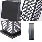 Lampe pour poteau vertical à grille métallique noire