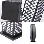Lampe pour poteau vertical à grille métallique noire