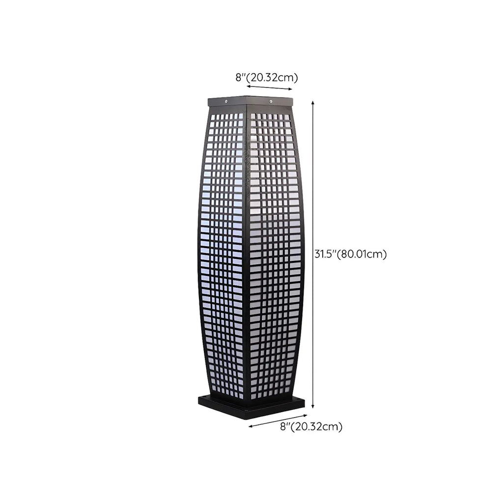 Lampe pour poteau vertical à grille métallique noire
