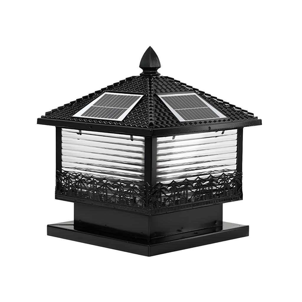 Lampadaires solaires extérieurs noirs en forme de maison