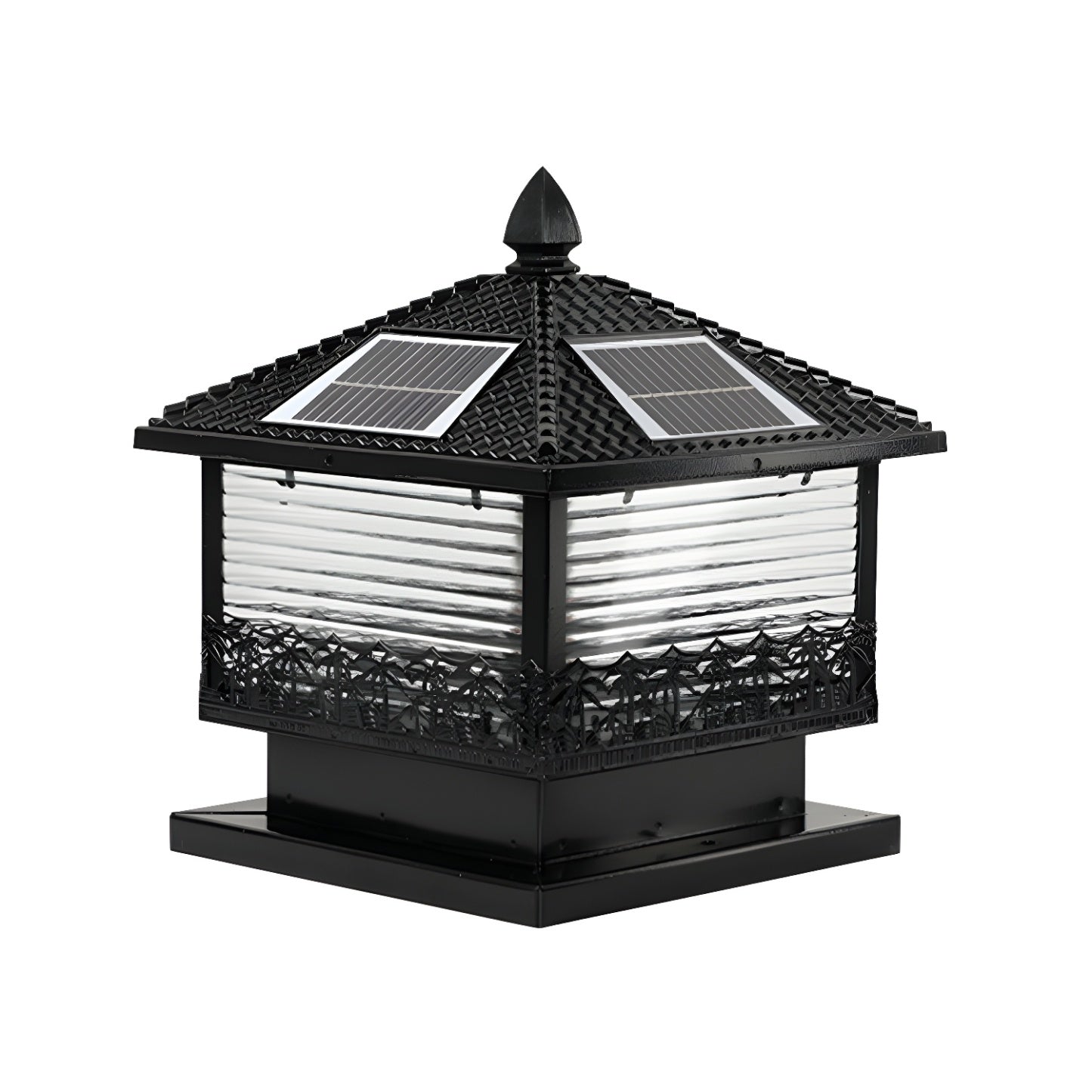 Lampadaires solaires extérieurs noirs en forme de maison