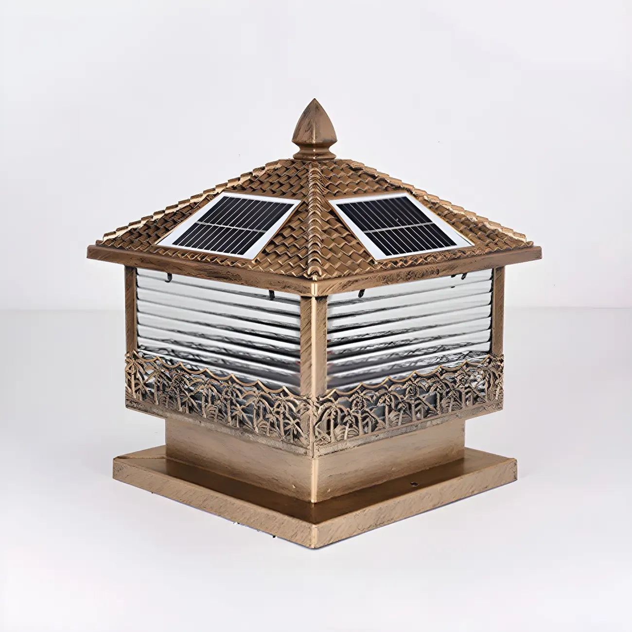 Lampadaires solaires extérieurs noirs en forme de maison