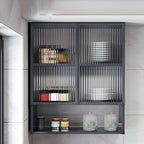 Meuble de rangement suspendu en métal gris pour cuisine