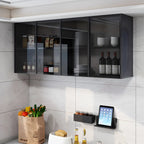 Meuble de rangement suspendu en métal gris pour cuisine
