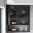 Meuble de rangement suspendu en métal gris pour cuisine