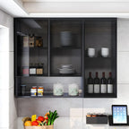 Meuble de rangement suspendu en métal gris pour cuisine