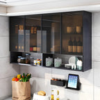 Meuble de rangement suspendu en métal gris pour cuisine