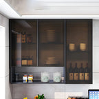 Meuble de rangement suspendu en métal gris pour cuisine
