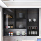 Meuble de rangement suspendu en métal gris pour cuisine