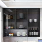 Meuble de rangement suspendu en métal gris pour cuisine