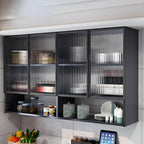 Meuble de rangement suspendu en métal gris pour cuisine