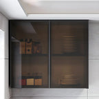 Meuble de rangement suspendu en métal gris pour cuisine