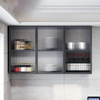 Meuble de rangement suspendu en métal gris pour cuisine