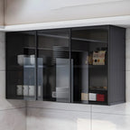 Meuble de rangement suspendu en métal gris pour cuisine