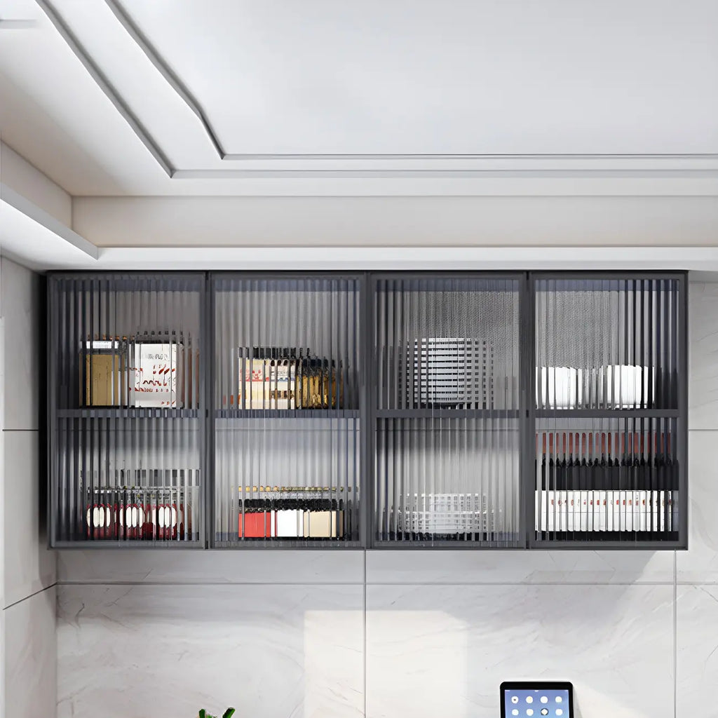 Meuble de rangement suspendu en métal gris pour cuisine