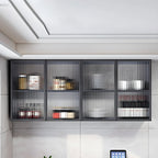 Meuble de rangement suspendu en métal gris pour cuisine