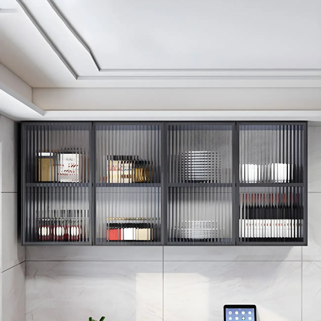 Meuble de rangement suspendu en métal gris pour cuisine