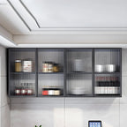 Meuble de rangement suspendu en métal gris pour cuisine
