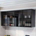 Meuble de rangement suspendu en métal gris pour cuisine