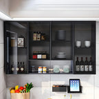 Meuble de rangement suspendu en métal gris pour cuisine