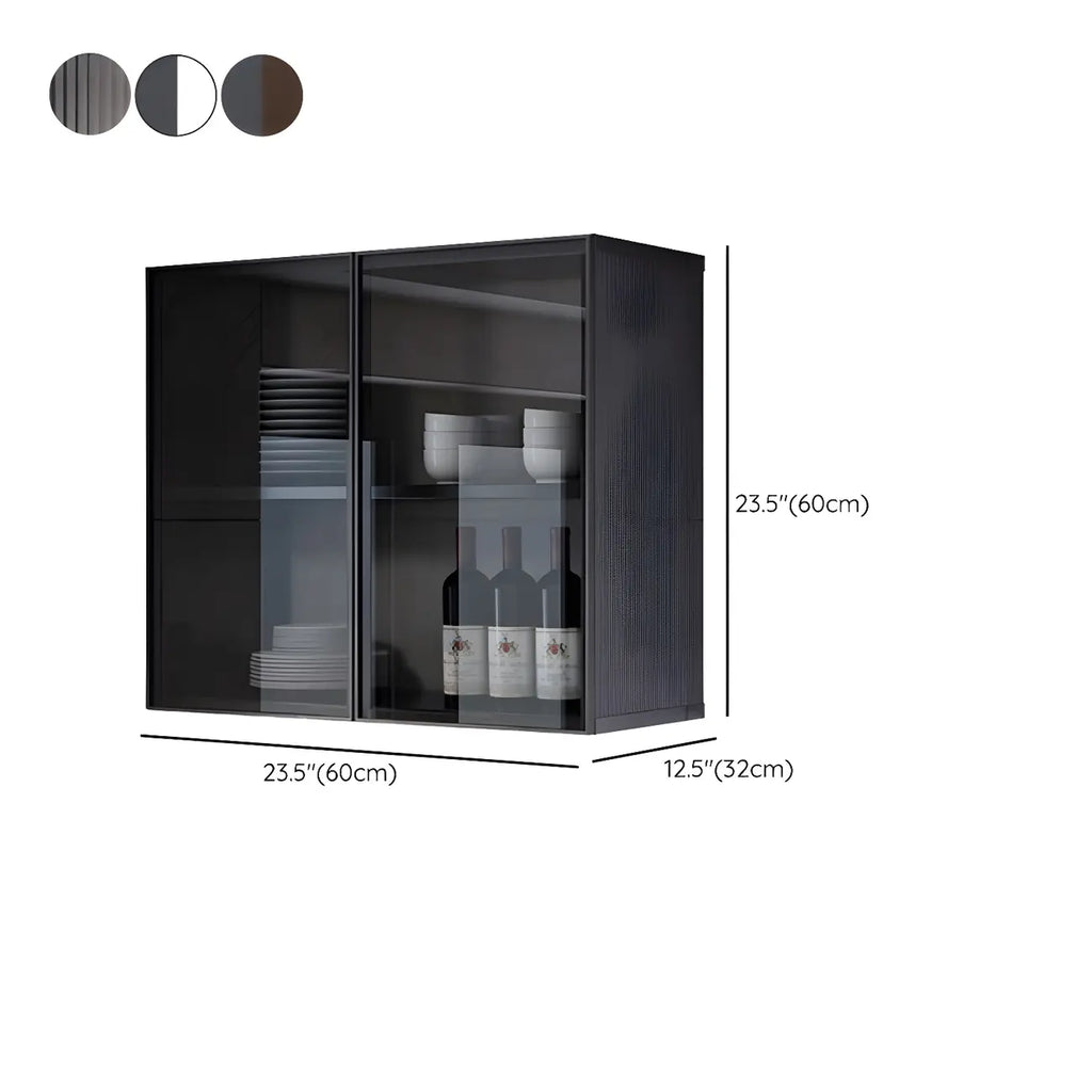 Meuble de rangement suspendu en métal gris pour cuisine