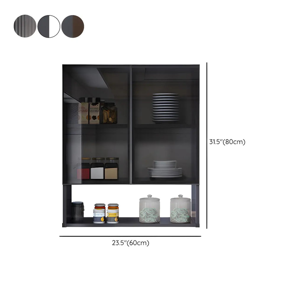 Meuble de rangement suspendu en métal gris pour cuisine