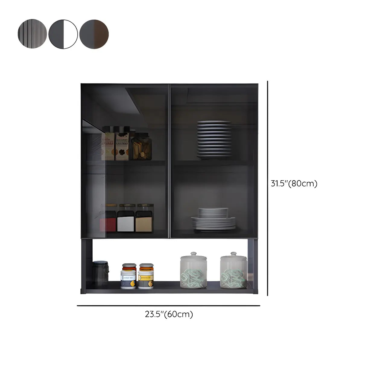 Meuble de rangement suspendu en métal gris pour cuisine