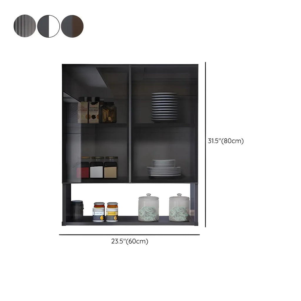 Meuble de rangement suspendu en métal gris pour cuisine