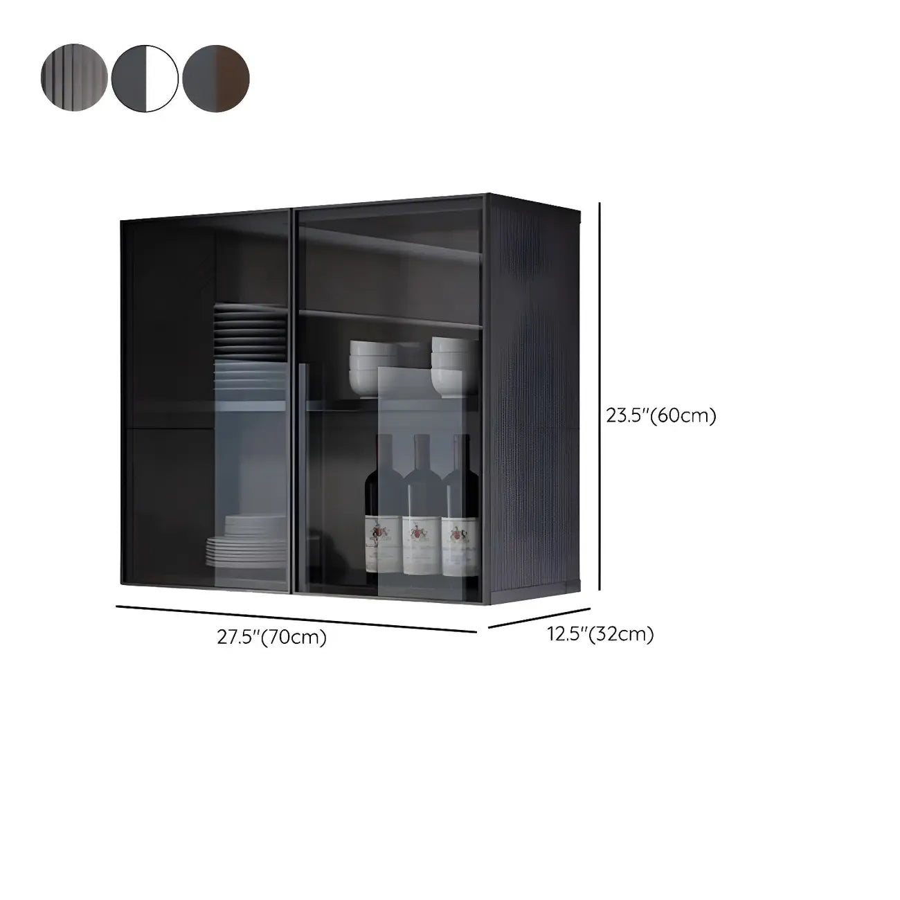 Meuble de rangement suspendu en métal gris pour cuisine