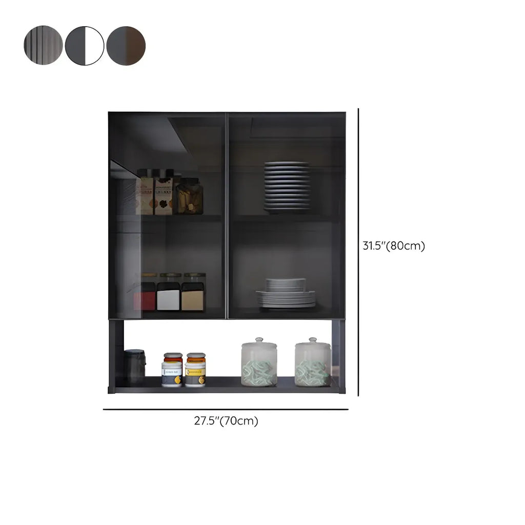 Meuble de rangement suspendu en métal gris pour cuisine