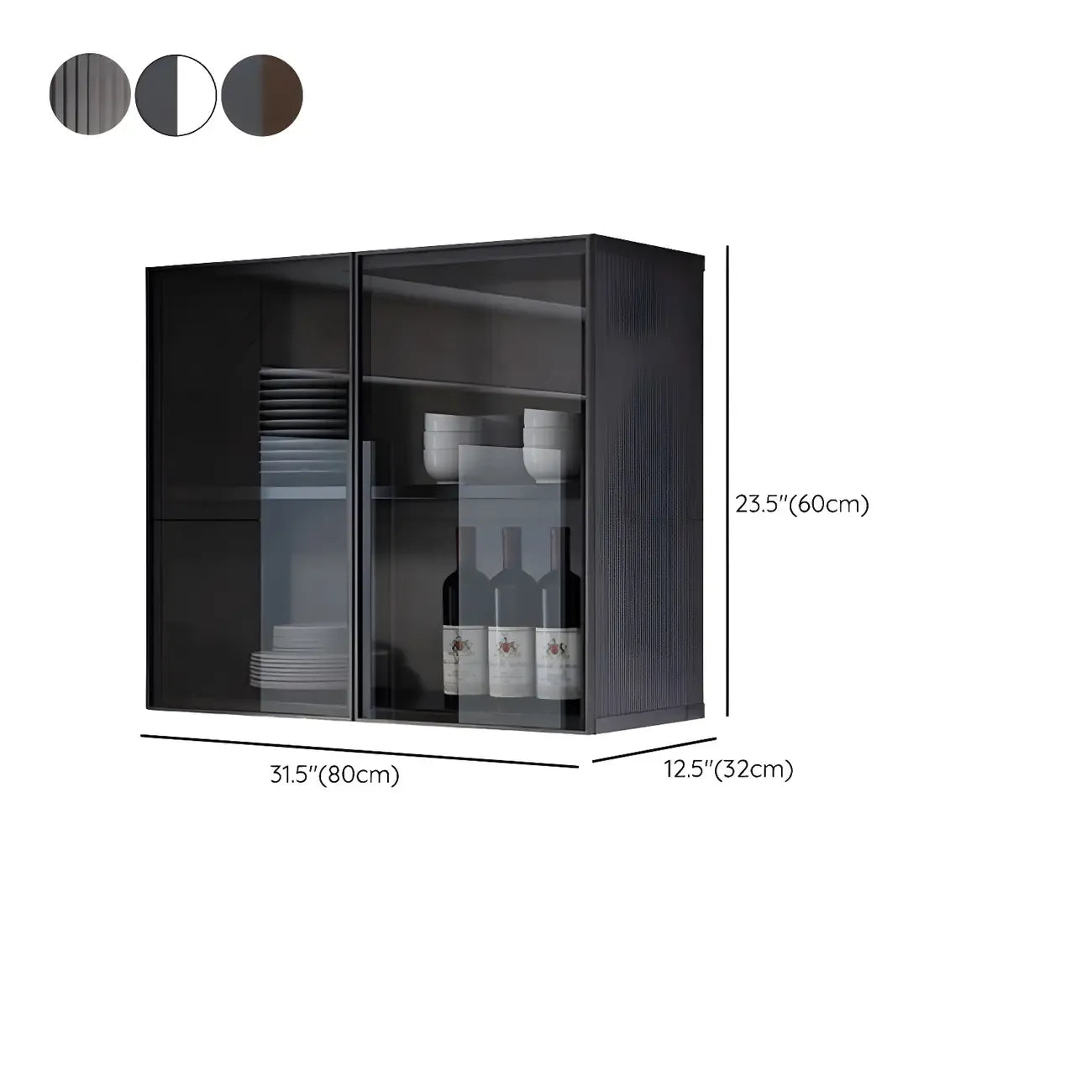 Meuble de rangement suspendu en métal gris pour cuisine