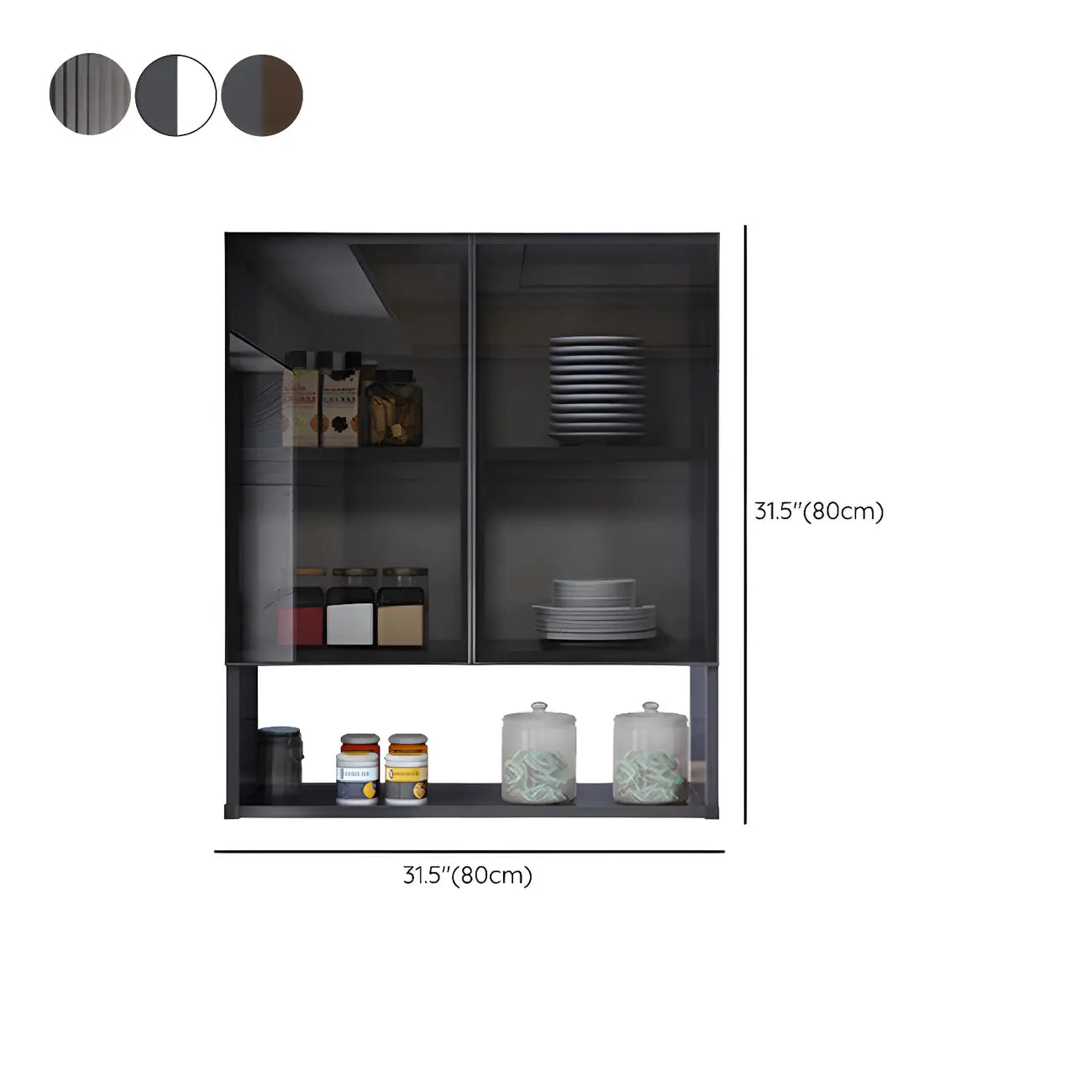 Meuble de rangement suspendu en métal gris pour cuisine