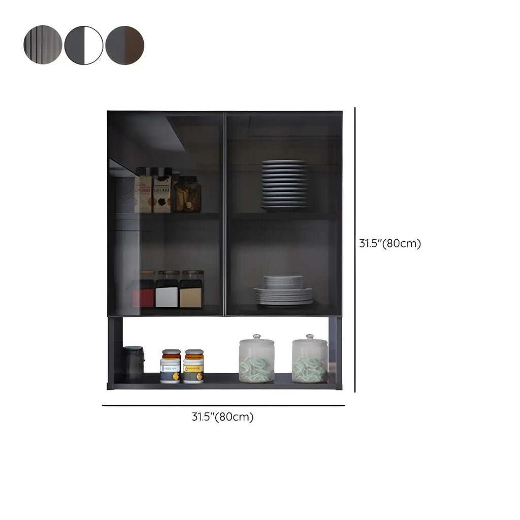 Meuble de rangement suspendu en métal gris pour cuisine