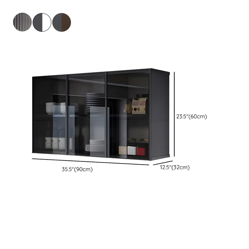 Meuble de rangement suspendu en métal gris pour cuisine