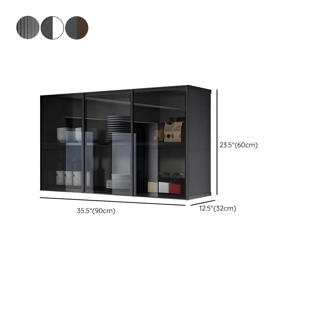Meuble de rangement suspendu en métal gris pour cuisine
