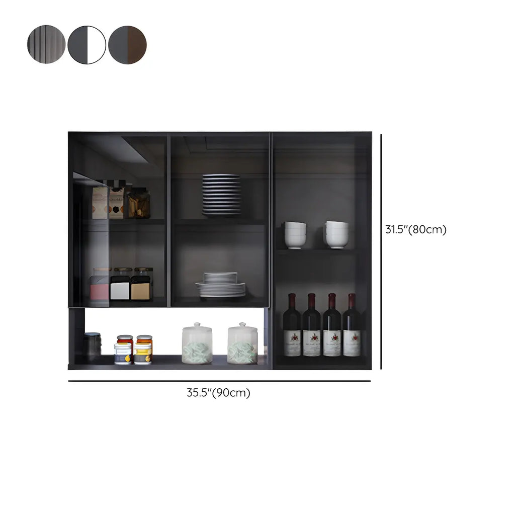 Meuble de rangement suspendu en métal gris pour cuisine
