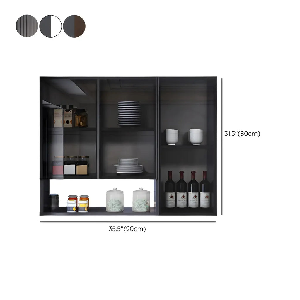 Meuble de rangement suspendu en métal gris pour cuisine