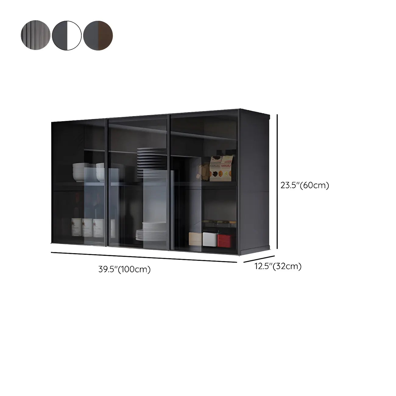 Meuble de rangement suspendu en métal gris pour cuisine
