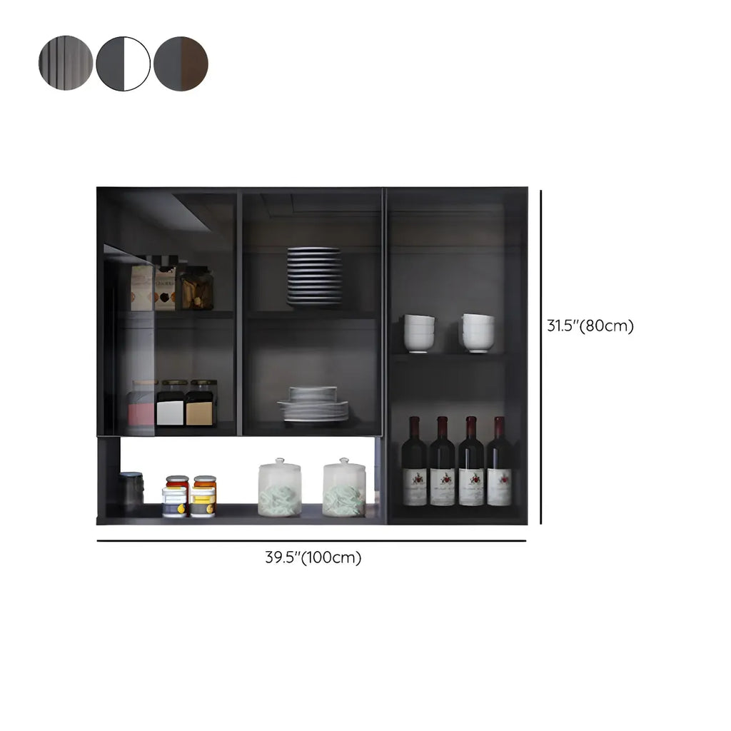 Meuble de rangement suspendu en métal gris pour cuisine