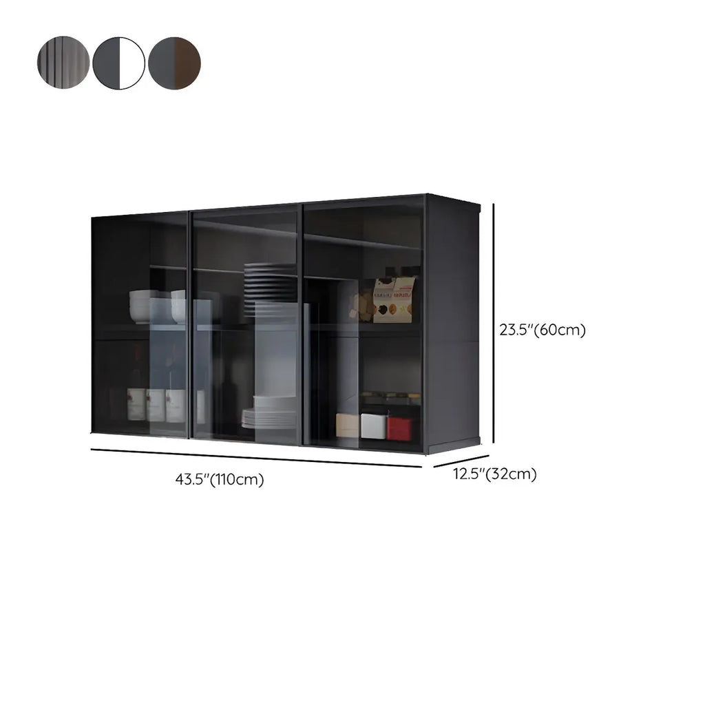Meuble de rangement suspendu en métal gris pour cuisine