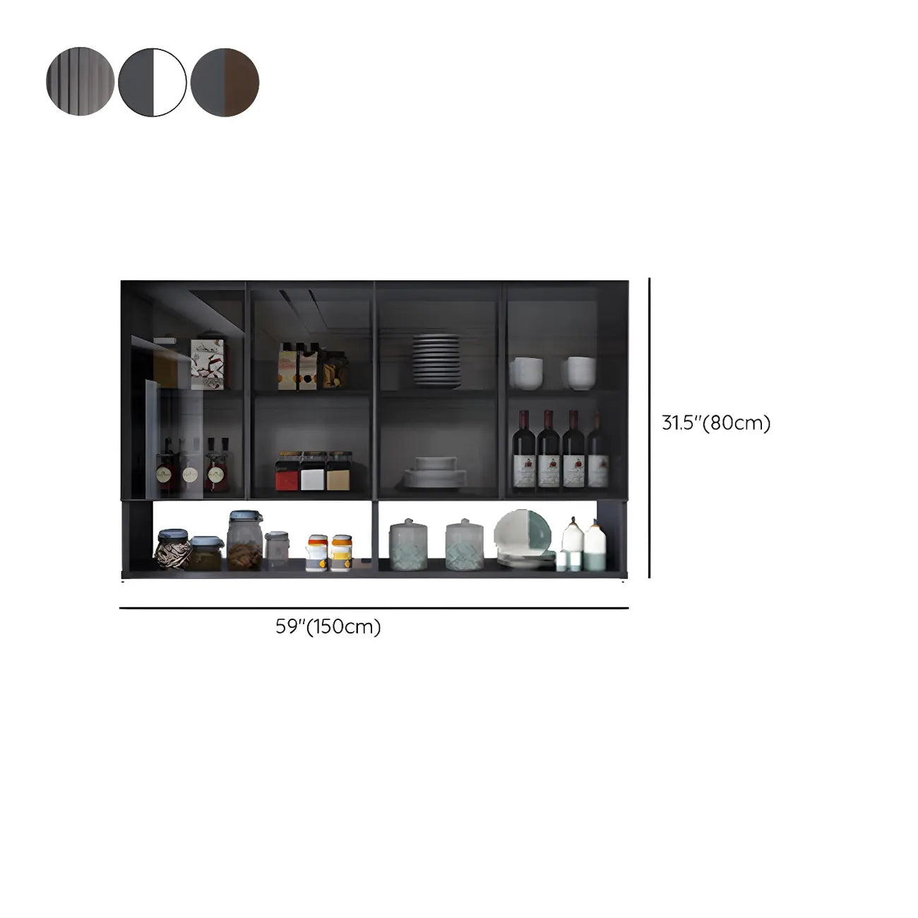 Meuble de rangement suspendu en métal gris pour cuisine
