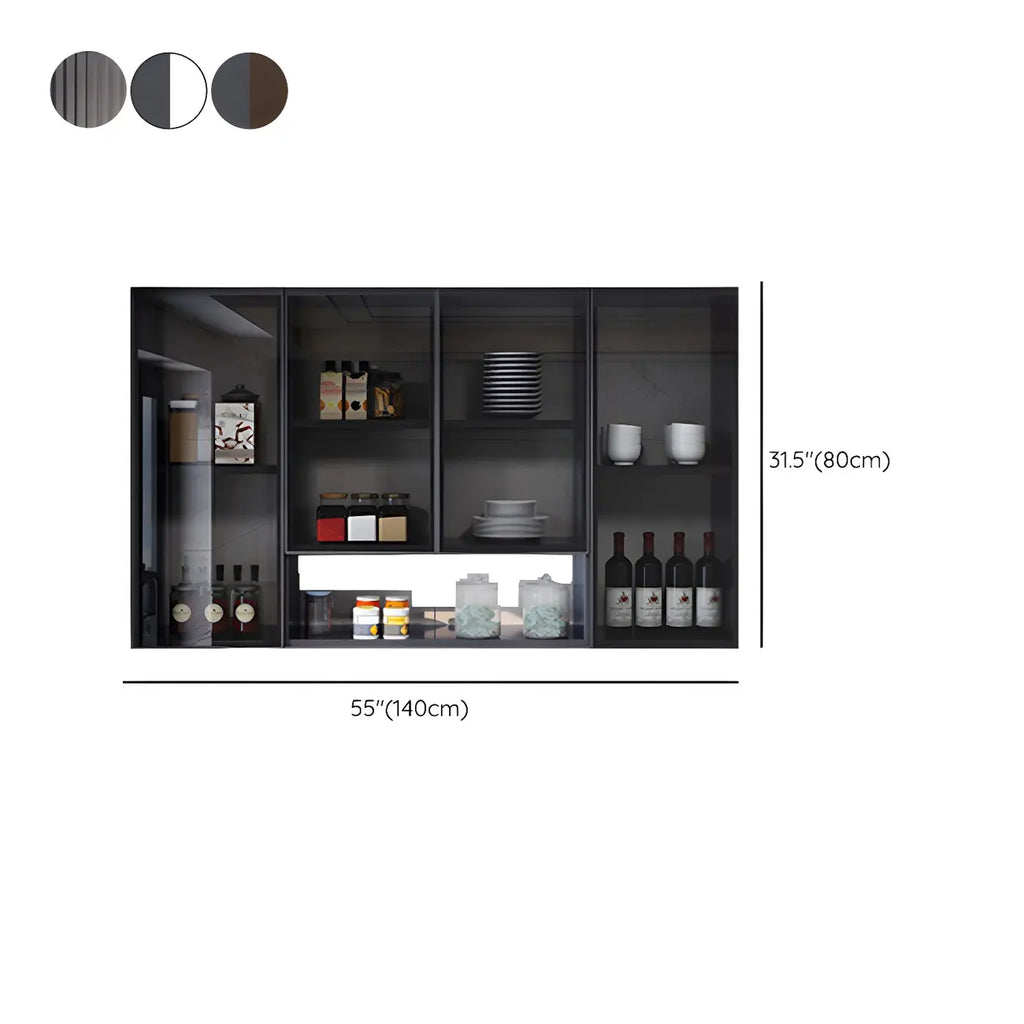 Meuble de rangement suspendu en métal gris pour cuisine