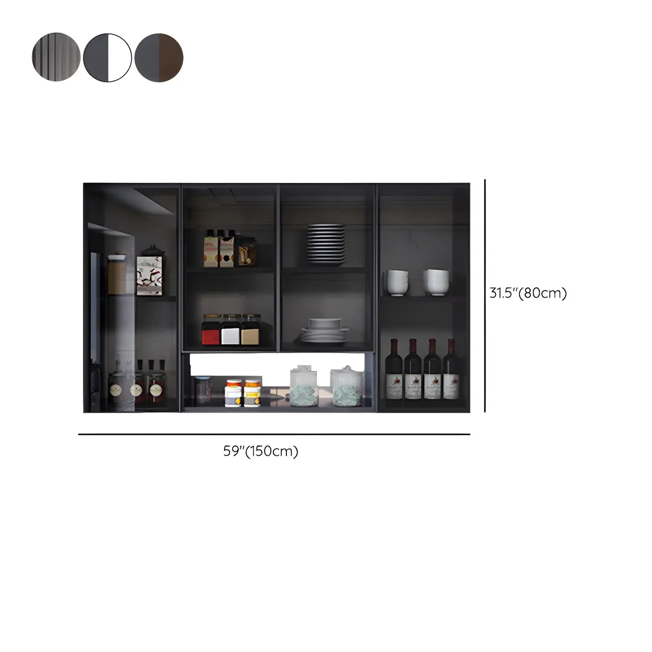 Meuble de rangement suspendu en métal gris pour cuisine