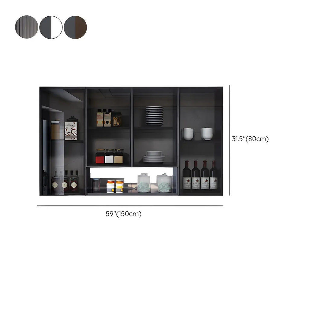 Meuble de rangement suspendu en métal gris pour cuisine
