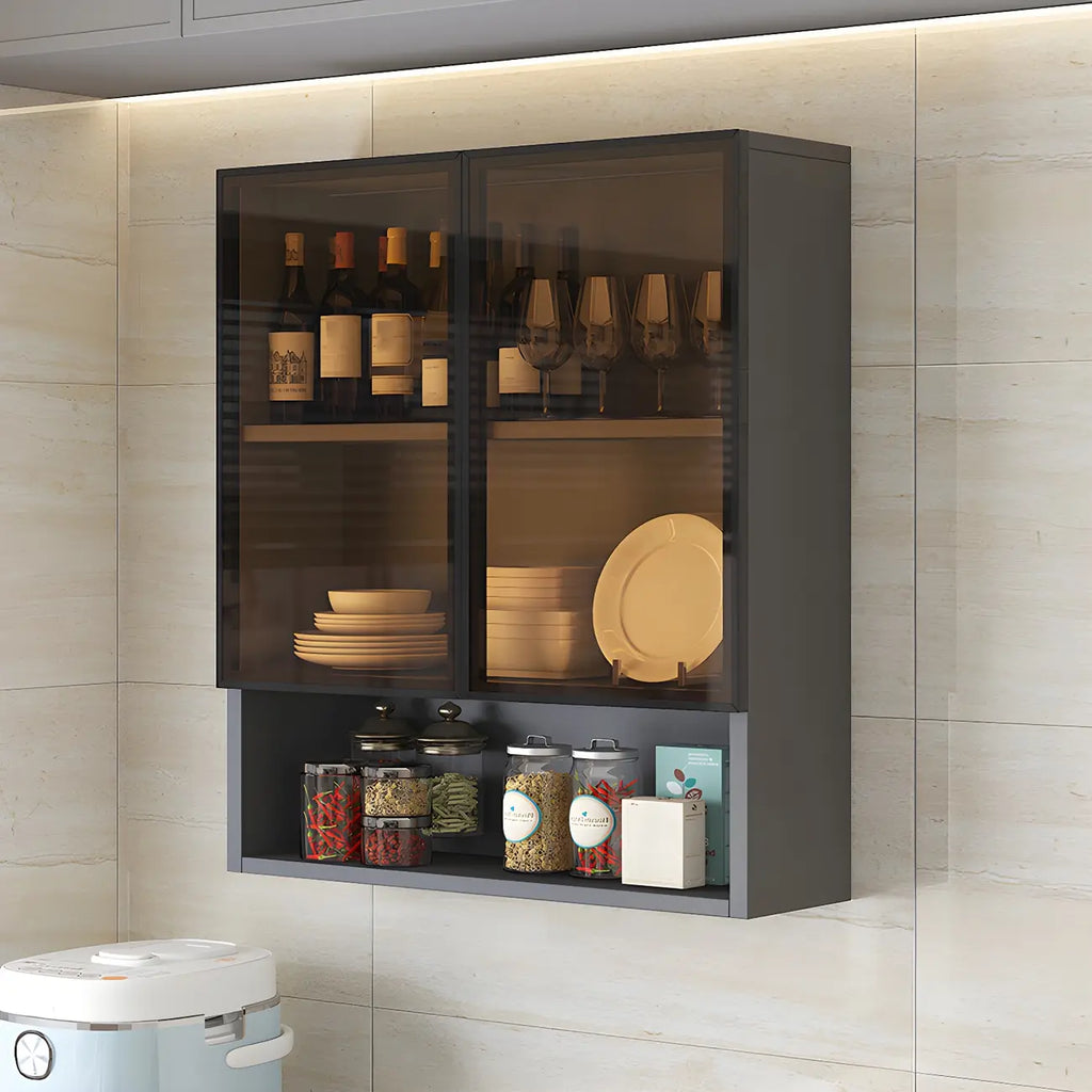 vaisselier mural en bois gris pour cuisine