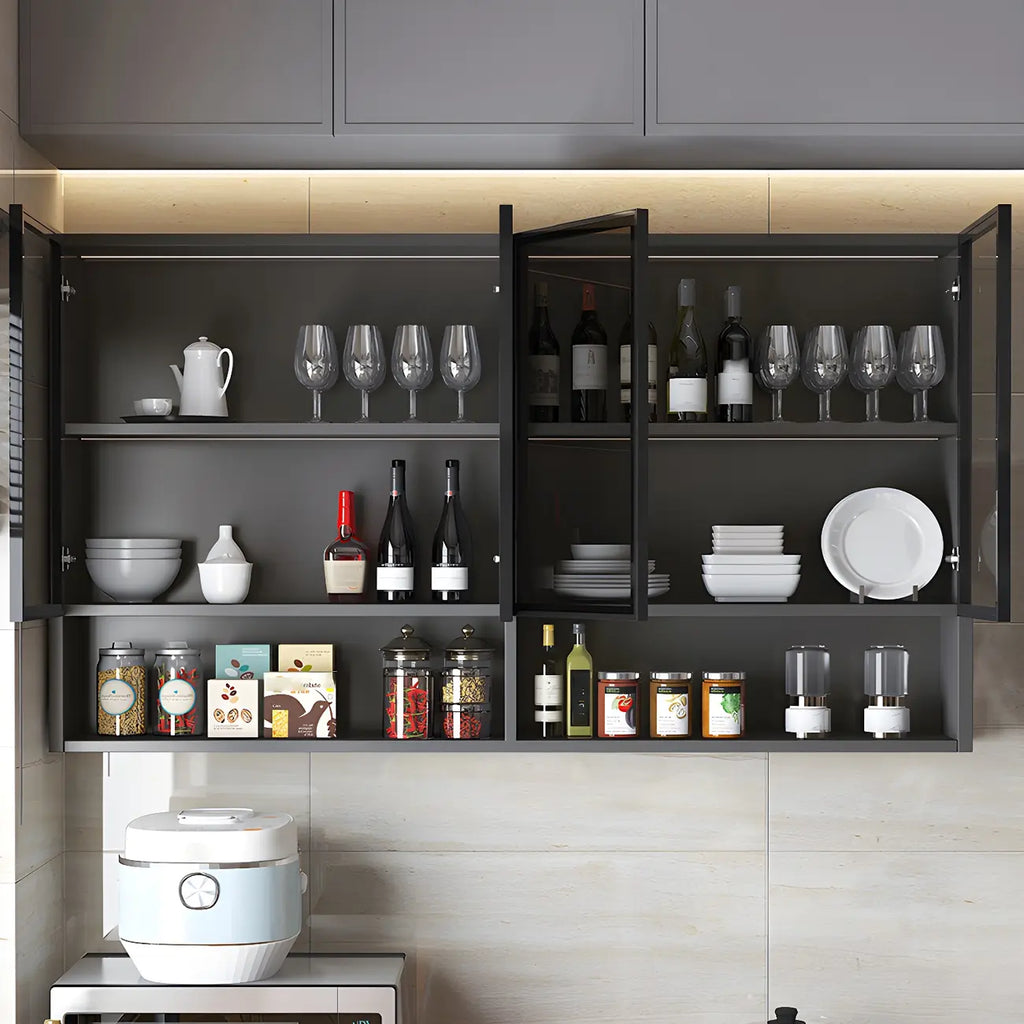 vaisselier mural en bois gris pour cuisine